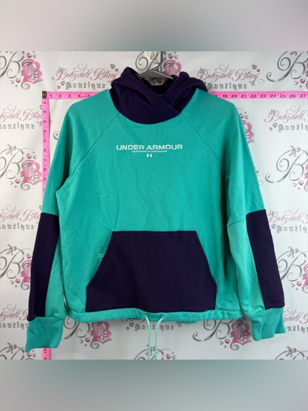 Under Armour Fleece Pullover Sweater Hoodie Teal and Purple